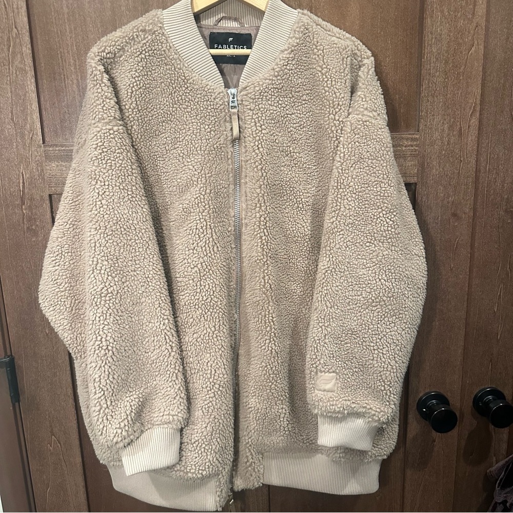 Fabletics Beige Oversized Bomber Jacket
